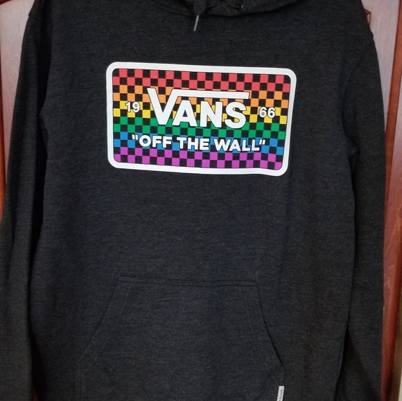VANS OFF THE WALL 🌈Rainbow Checkered Hooded Sweatshirt-Size Small - Picture 4 of 6